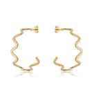 Brinco Argola Banhado a Ouro 18k Zig Zag