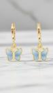 Brinco Argola Borboleta Azul Banhado a Ouro 18k Par