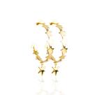 Brinco argola c/ estrelas e pingente banhado a ouro 18k