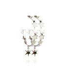 Brinco argola c/ estrelas e pingente pendurado ródio branco