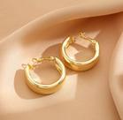 Brinco Argola Chunky Grossa Abaulada Dourado Banhado Ouro