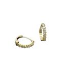 Brinco Argola Click com 18 Pedras e Trava 7mm Ouro 18k K080