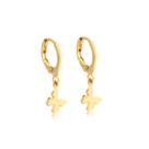 Brinco Argola Click Com Ping Borboleta Lisa Folheado A Ouro