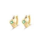 Brinco Argola Click Cristal Esmeralda Folheado Ouro Zircônia