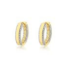 Brinco Argola Click Forrada Filetes Laterais Folheado Ouro