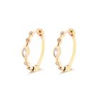 Brinco Argola Click Grande Navete Cristal Folheado Ouro