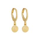 Brinco argola click medalha raiado pequeno banhado a ouro 18k