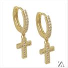 Brinco Argola Click Micro Zircônia com Cruz