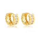 Brinco Argola Click Pequena Detalhe Zircônia Folheado A Ouro