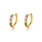 Brinco Argola Click Pequena Multicolor Folheado A Ouro