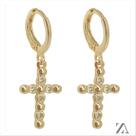 Brinco Argola Click Pingente Cruz com Micro Zircônia