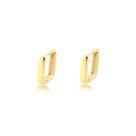 Brinco Argola Click Retangular Pequeno Folheado A Ouro