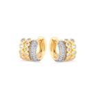 Brinco Argola Click Tres Filetes Cristal Folheado Ouro