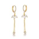 Brinco Argola com 3 Zircônios e Franja Banhada a Ouro 18k