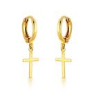 Brinco argola com crucifixo liso