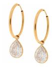 Brinco Argola Com Gota De Ouro 18k 750