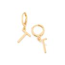 Brinco argola com letras banhado Letra t 526614 Rommanel