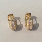 Brinco Argola com Navetes e Zircônias Cristais Folheado a Ouro 18k
