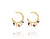 Brinco Argola Com Olhos Gregos Semijoia Banho De Ouro 18k