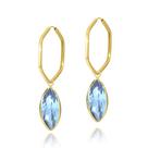 Brinco Argola Com Par de Pingentes Ouro 18k