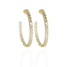 Brinco argola com pedras banhado a ouro 18k