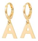 Brinco Argola Com Pingente Letra Pendurada Banhado Ouro 18k Brinco Argola Com Pingente Letra Pendurada Banhado Ouro 18k