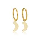 Brinco Argola Com Pingente Lua Prata Banhado A Ouro 18k