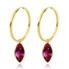 Brinco Argola Com Pingente Ouro 18k