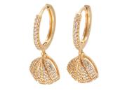 Brinco Argola Concha Cravejada banhado a Ouro