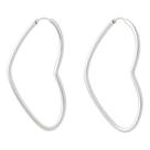 Brinco Argola Coração Em Prata 925 Legítima Fio Redondo 4 Cm