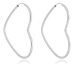 Brinco Argola Coração Fio Redondo 4,5cm Em Prata 925 Italiana