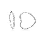 Brinco Argola Coração Torcido Prata 925 20mm