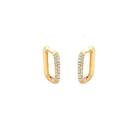 Brinco argola cravejada retangular - Banhado em ouro 18k