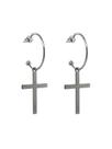 Brinco argola crucifixo médio ródio negro