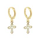 Brinco argola crucifixo resinado laranja