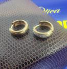 Brinco Argola Diamantes Ouro Amarelo e Branco 18 Kilates Peso 2.00 Gramas 11 mm x 3 mm