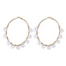 Brinco Argola Dourada Grande Feminino Pérolas Minimalista Brinco Argola Dourada Grande Feminino Pérolas Minimalista