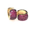 Brinco Argola dourado Cravejada de Micro Zircônias Pink Semijóia Antialérgica