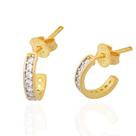 Brinco Argola Em Ouro 18k Com Zircônias Fio Quadrado