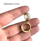 Brinco Argola Feminina Cravejada Pedra Zircônia Dourado Luxo