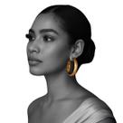 Brinco Argola Feminina Larga em Dourado e Prateado Luxo