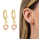 Brinco Argola Feminino Ouro 18k Zircônia Rosa Presente Top Semijoia Antialérgica