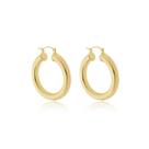Brinco Argola Fina Lisa 7x38mm Banhado a Ouro