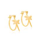 Brinco argola folheado a ouro libélula 522866 Rommanel
