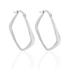 Brinco Argola Formato Losango Banho Ródio Branco