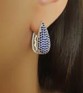 Brinco Argola Gota Micro Zircônia Azul Banhado a Prata
