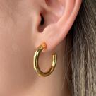 Brinco Argola Grande Tubo Lisa Banhado em Ouro 18k Brinco Argola Grande Tubo Lisa Banhado em Ouro 18k