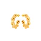 Brinco argola grossa trançada grande - Banhado em ouro 18k