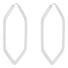 Brinco Argola Hexagonal Prata 925 Fio Quadrado 3,5 Cm