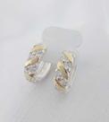 Brinco Argola Média Prata 925 Aplique De Ouro 14 K Zircônias